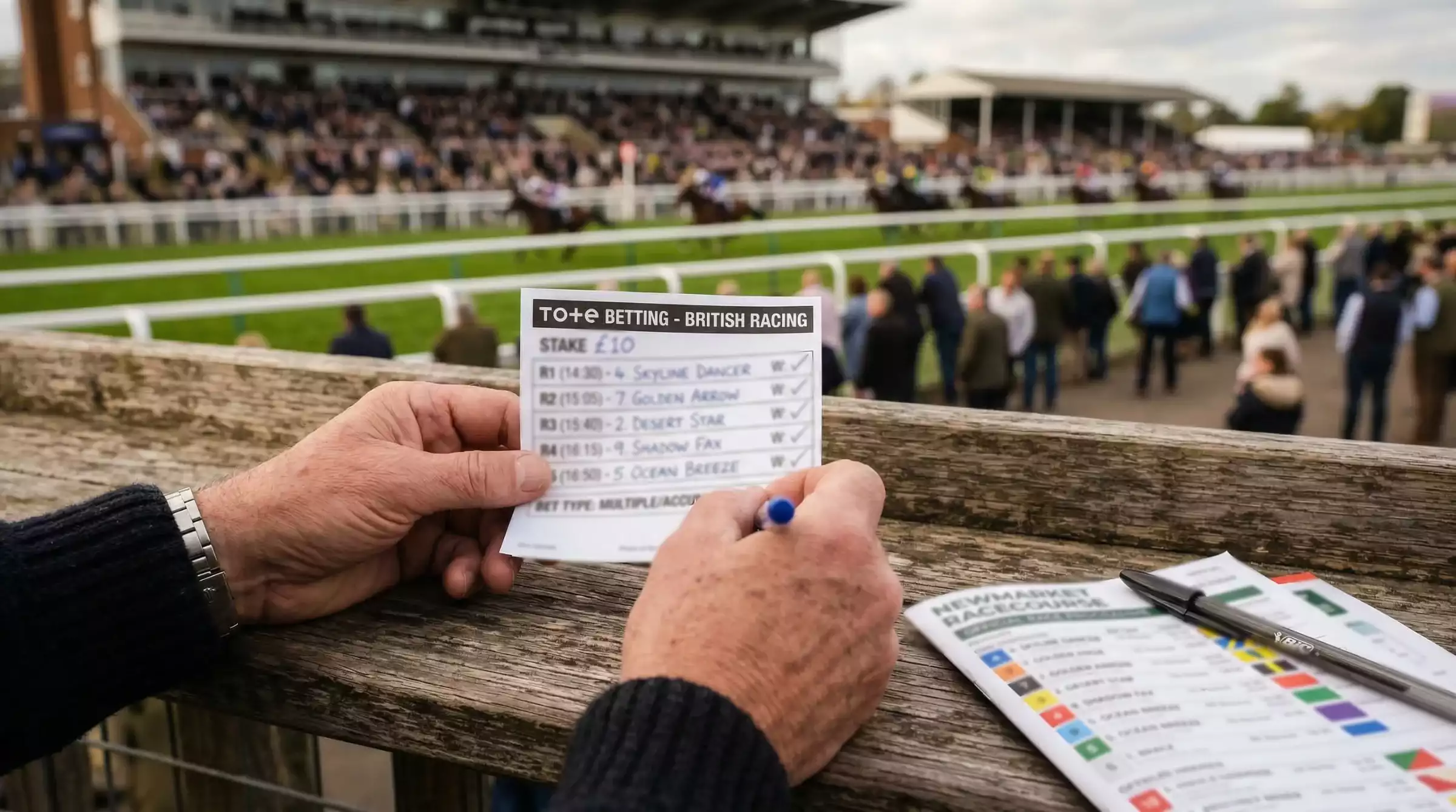 Betting slip showing five horse racing selections for Canadian bet