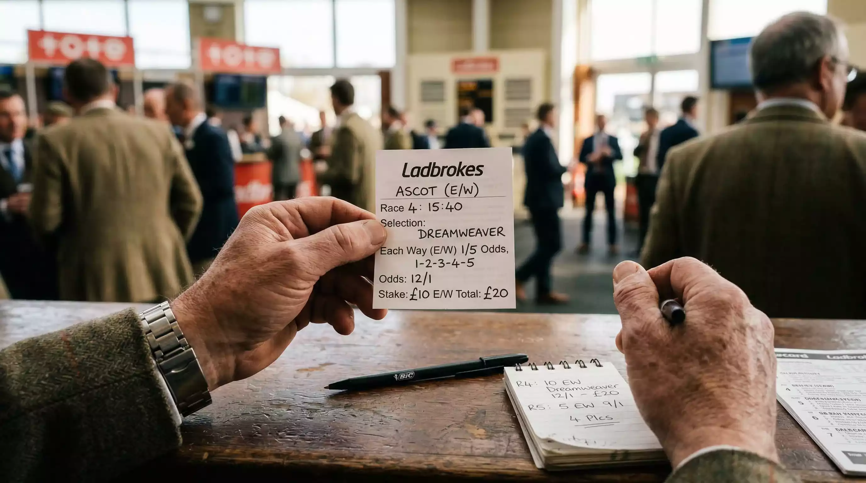 Each way bet returns calculation with win and place portions